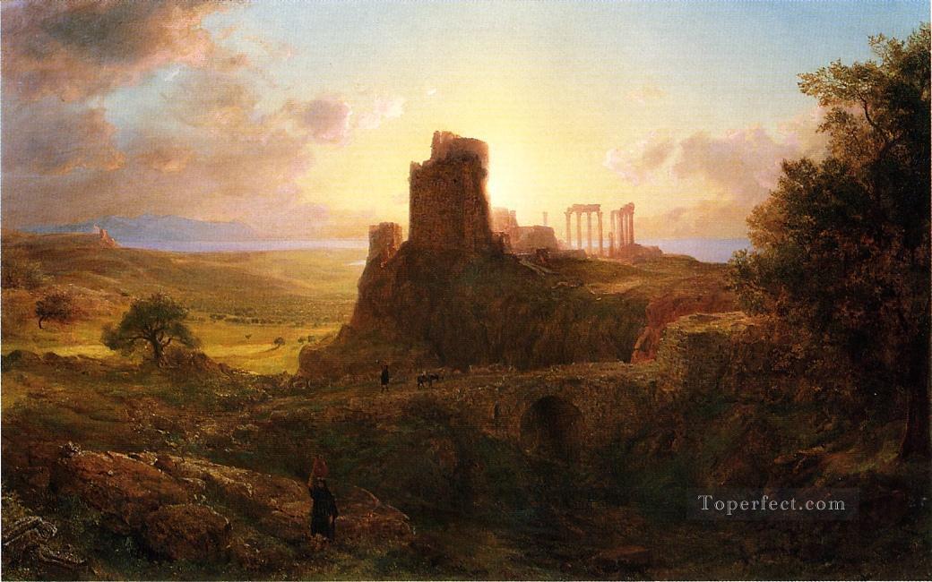 Las ruinas de Sunion Grecia paisaje Río Hudson Iglesia Frederic Edwin Pintura al óleo